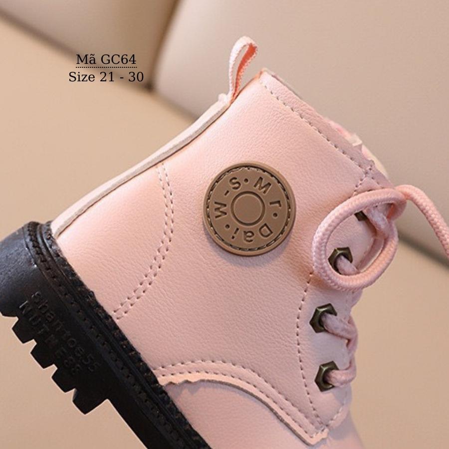 Giày Boots cổ cao màu hồng xinh xắn và dễ thương cho bé gái 1 - 5 tuổi phong cách Hàn Quốc GC64
