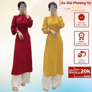 Áo Dài Vải tuyết mưa thiết kế by Phương Anh , kiểu dáng tiêu thư hoàng gia vai bông nhẹ nhàng chanh sả