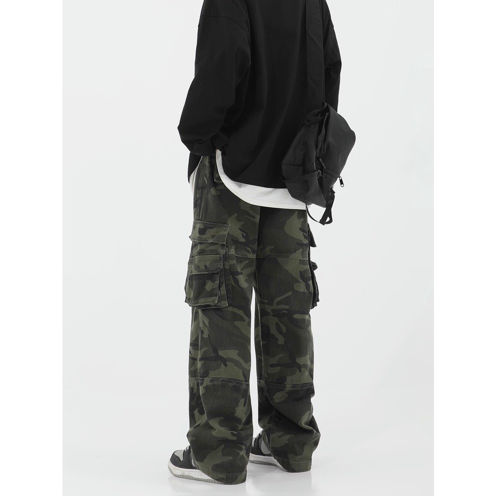 Quần jogger camo rằn ri nam nữ ống rút box pant túi hộp dây rút unisex street style, Quần dài ống rộng hip hop đường phố | BigBuy360 - bigbuy360.vn