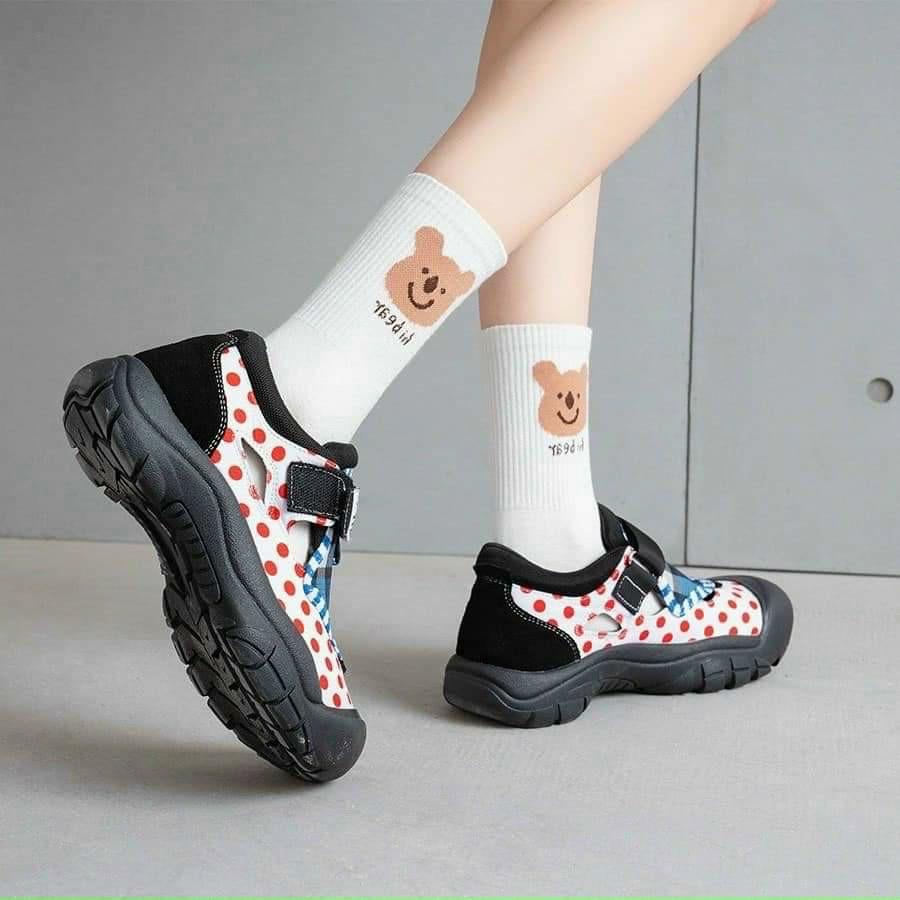 PVN34316 Set 5 Đôi Tất Vớ Cổ Cao Gấu Thỏ Trắng Cute Dễ Thương T2