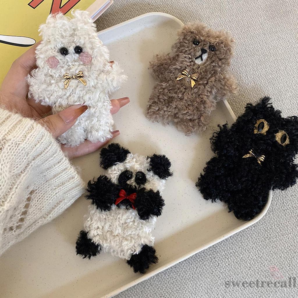 Kẹp Tóc Hình Gấu / Thỏ / Mèo Hoạt Hình Bằng Lông Nhung Dễ Thương Xinh Xắn