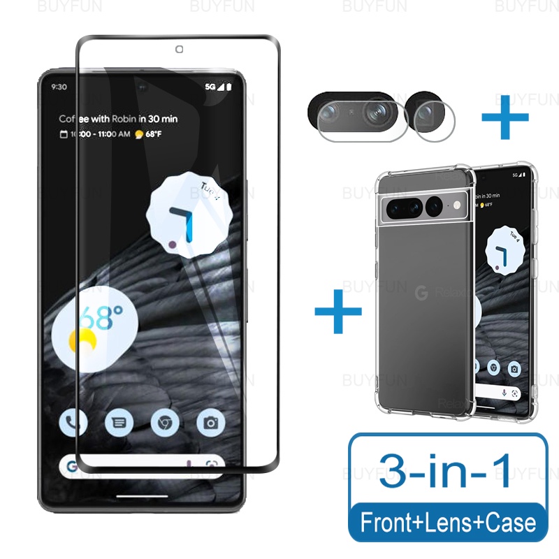 Ốp Điện Thoại Kính Cường Lực Trong Suốt Viền Cong 9D 3 Trong 1 Cho Google Pixel 7 Pro Goo Gle Pixel 6 Pro