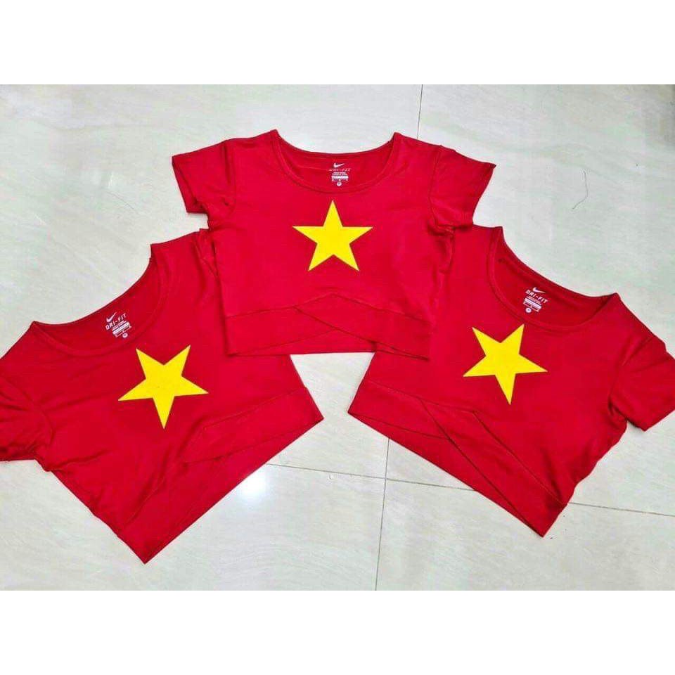 Áo Croptop vạt chéo cộc tay tập yoga, aerobic,Áo thể thao cờ đỏ sao vàng( Áo sao vàng)- (Áo05/Áo06)