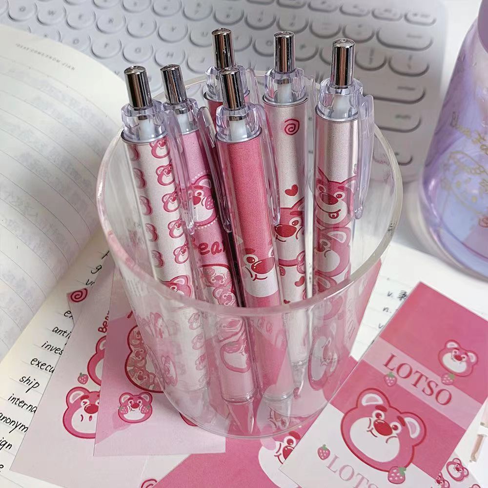 Bút Gel Kiểm Tra Cọ Vẽ Hình Gấu Dâu Tây Dễ Thương Nhanh Khô 0.5 "