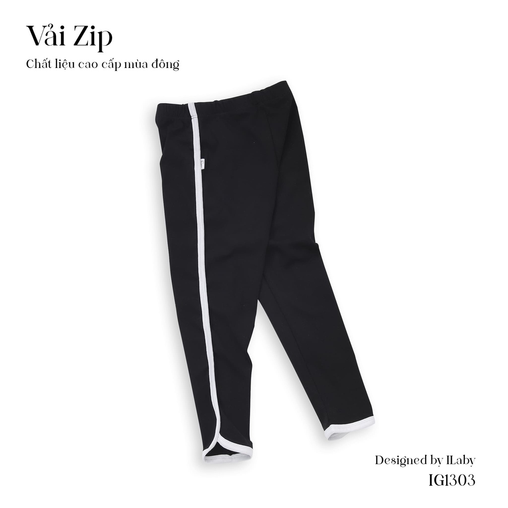 Quần legging bé gái ILABY phối viền sườn chất liệu vải zip [32IG1303I2DL]