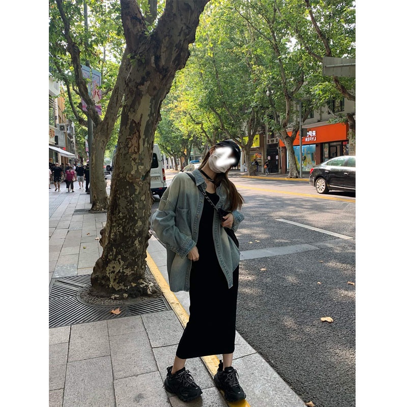 Sr Áo Khoác Denim Mỏng Dáng Rộng Thời Trang Mùa Thu 2022 Phong Cách Mới Cho Nữ