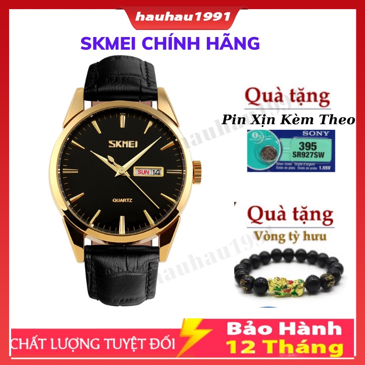 Đồng hồ nam dây da cao cấp kiểu dáng trẻ trung SKMEI 2 Lịch Chính Hãng, Tặng Kèm Vòng Tỳ Hưu,Pin Xịn,bảo Hành 12 Tháng