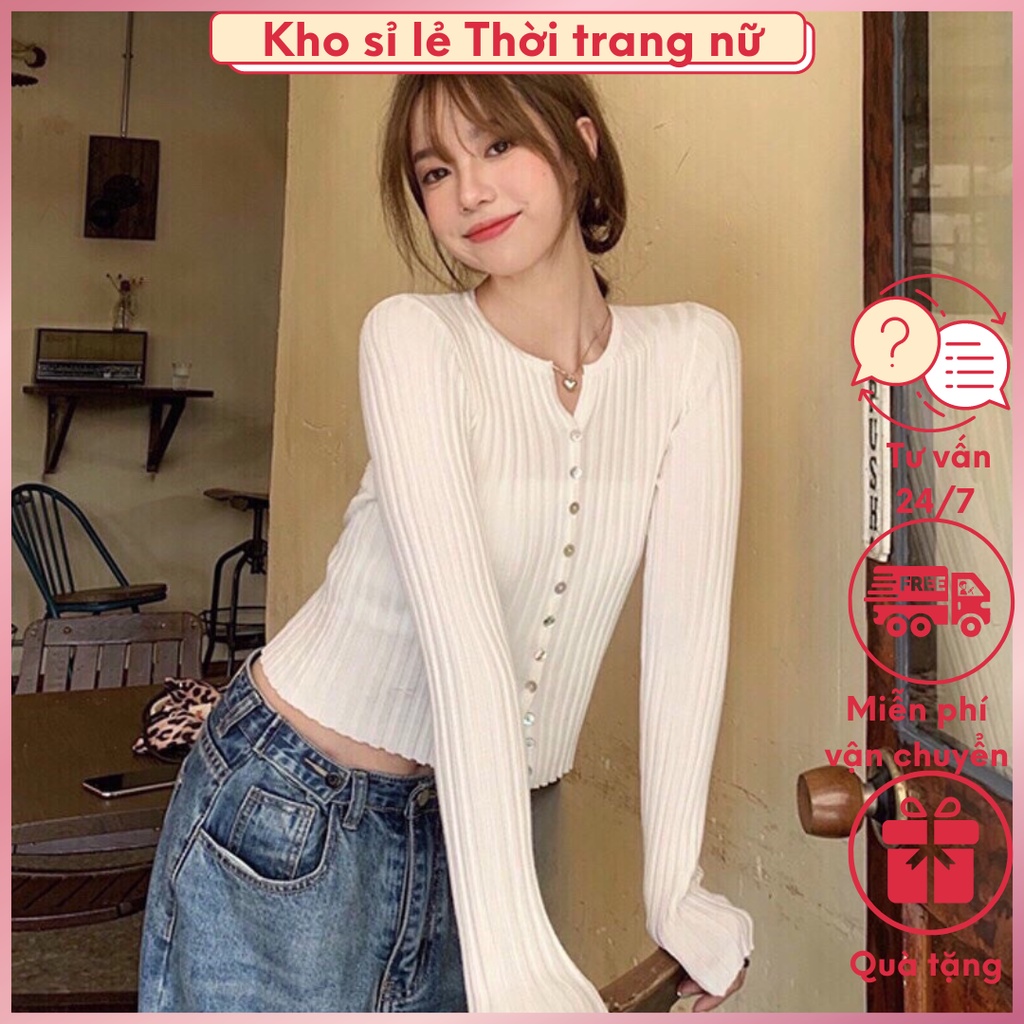 HÀNG CÓ SẴN_8021. ÁO LEN KHUY DỌC THANH LỊCH BASIC
