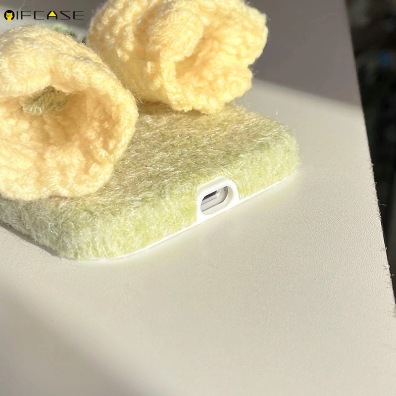 Ốp Điện Thoại Mềm Họa Tiết Hoa Dệt Kim 3D Chống Sốc Cho iPhone 14 Plus 14 13 12 11 Pro Max