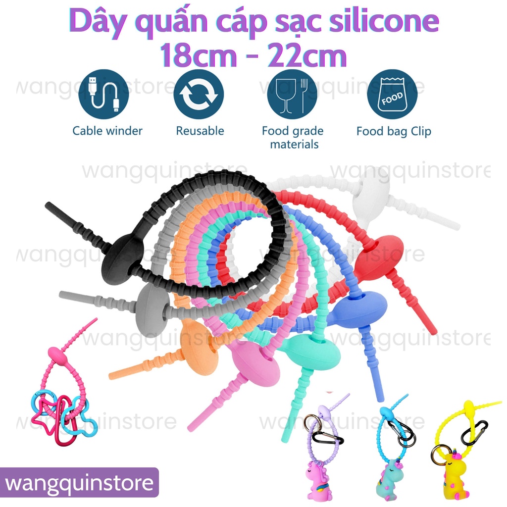 Dụng cụ quấn sắp xếp dây cáp sạc USB/dây cáp cổng tai nghe đủ màu chống rối gọn gàng tiện dụng Silicone cao cấp đủ màu