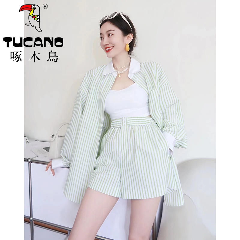 Áo Sơ Mi Chanel Pháp Mỏng Chống Nắng Mùa Hè Giản Dị Mỏng Nhẹ Họa Tiết Chim Gõ Kiến Có Thể Be Salty Có Thể Mặc Thường Ngày Cho Nữ