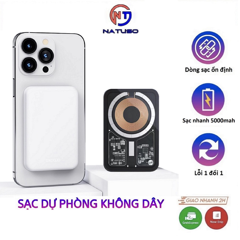 Sạc Dự Phòng Không Dây Sạc Nhanh Pin 5000mah Mini Nhỏ Gọn Cao Cấp Cho Điện Thoại – Mag1 Pro