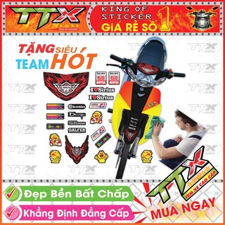 Tem Xe Sirius Đen Đỏ Lửa Siêu Đẹp - Tem Sirius Lửa Đỏ Đen Hót - Mẫu Team Sirius Đen Đỏ (s060-A21)