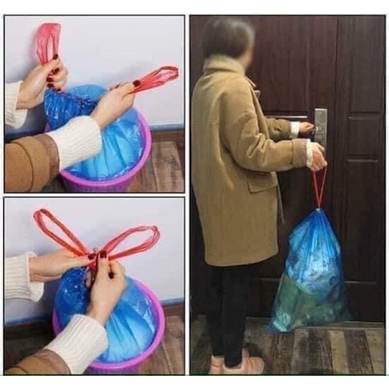 3 Cuộn (45cái)  Túi đựng rác có dây rút size 45cm x50cm