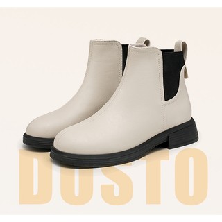 Bốt da Dusto gót thấp, cổ phối chun co giãn, đủ size