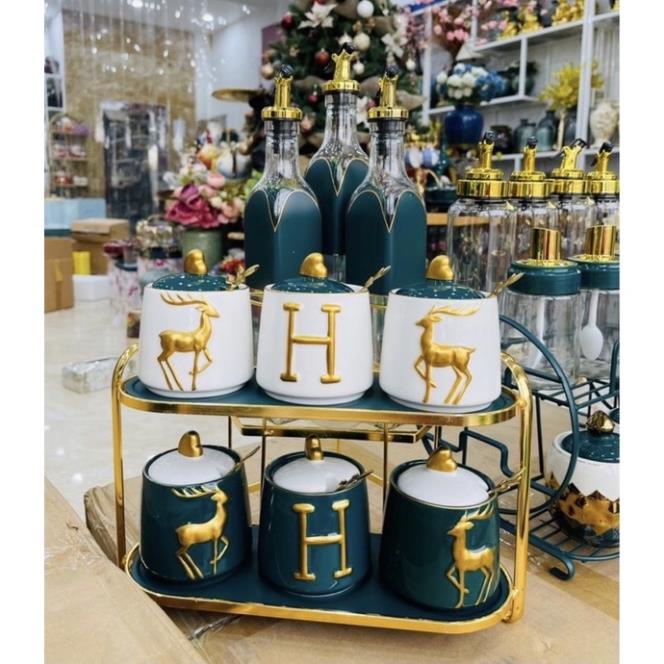 Bộ Gia Vị Hoạ Tiết Hình Hươu Sang Trọng Cao Cấp