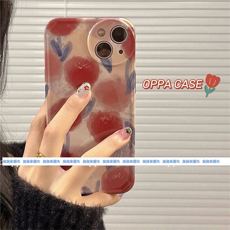 Retro Wine Red Flower 13Promax Phone Case Iphone12 for Apple 11 Soft XS Max All-Inclusive 14 OoiW