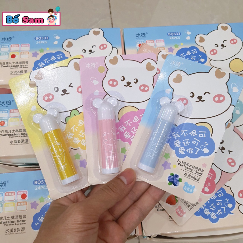 Son dưỡng môi trẻ em Gấu Trắng 4.5g an toàn cho bé, hương vị tự nhiên Ice Beauty Shop Bố Sam