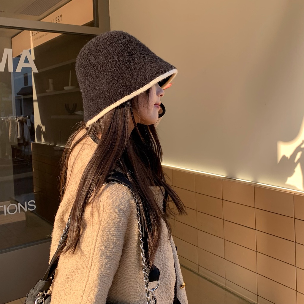 Mũ Bucket Ngắn Bằng Vải Lông Phong Cách Hàn Quốc Thanh Lịch Dễ Phối Đồ Dành Cho Bà Chen Showing