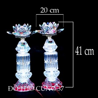 [ Cao 41 cm ,44 cm ] CẶP ĐÈN THỜ LED  PHA LÊ  [ TỰ ĐỘNG CHUYỂN MÀU ]