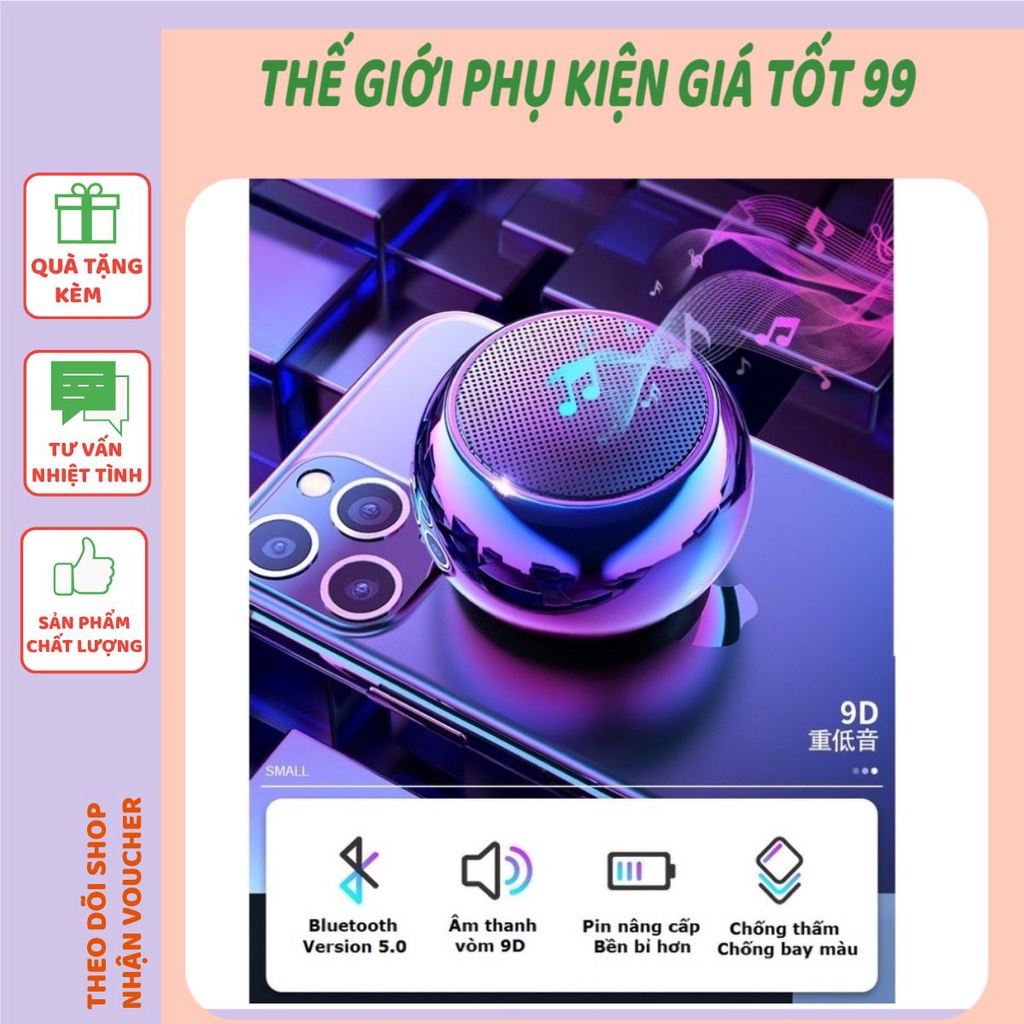 Loa Bluetooth Mini Không Dây M3 Vỏ Chống Thấm Nước Nghe Nhạc Hay Kết Nối 2 Loa Cầm Tay Nhỏ Gọn