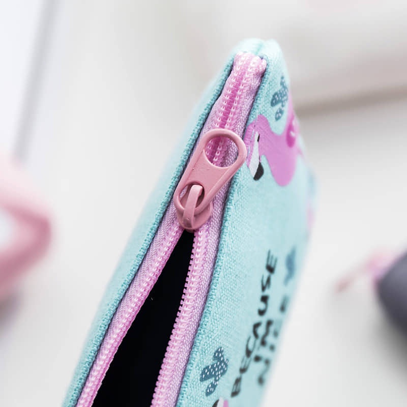 Ví Vải Mini Đựng Thẻ Xe, Son, tai nghe.. in Họa Tiết Hồng Hạc