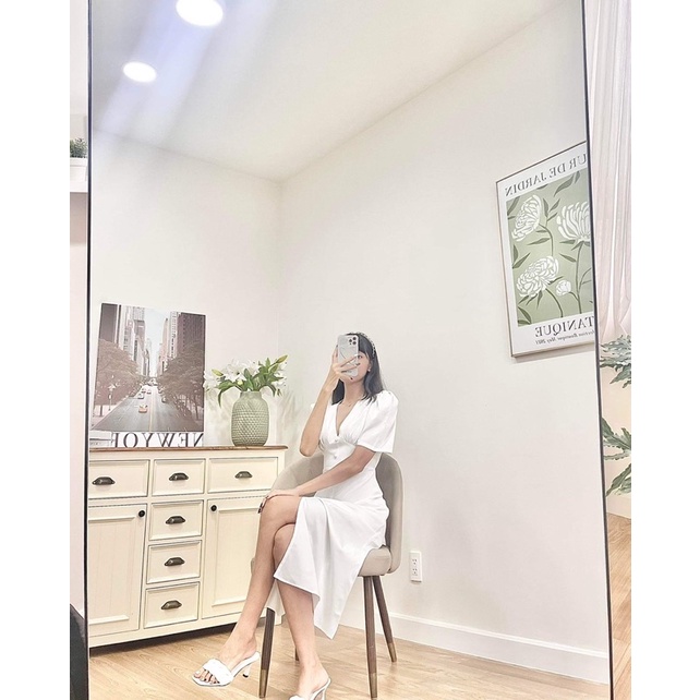 Đầm lụa (có bigsize) nút bọc xẻ trước H99