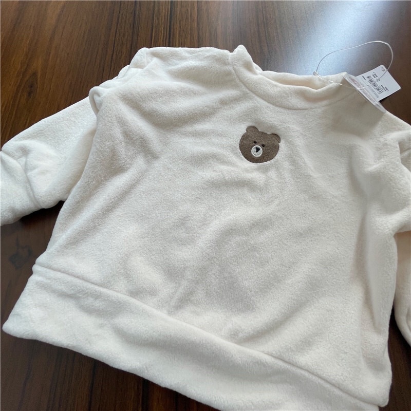 Áo hoodie nỉ lông in hình gấu, thỏ dư xịn cho bé