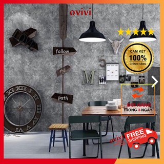 Giấy Dán Tường Xi Măng Bê Tông Nhám Có Keo Sẵn, Chống Thấm Nước, Khổ 45cm x 10m Ovivi