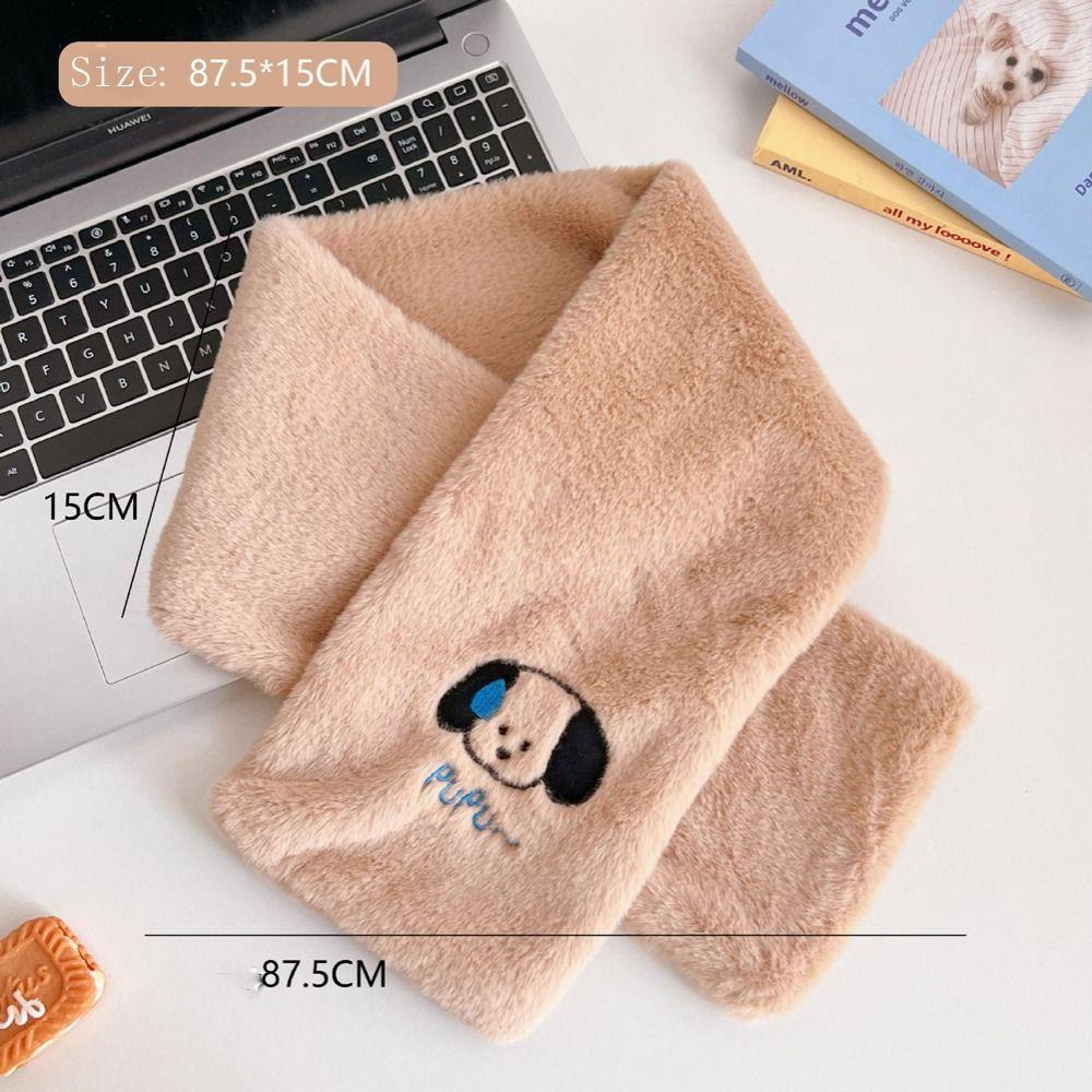Khăn Choàng Cổ Vải Bông Dày Dặn Co Giãn Họa Tiết Chú Chó Hoạt Hình Dễ Thương