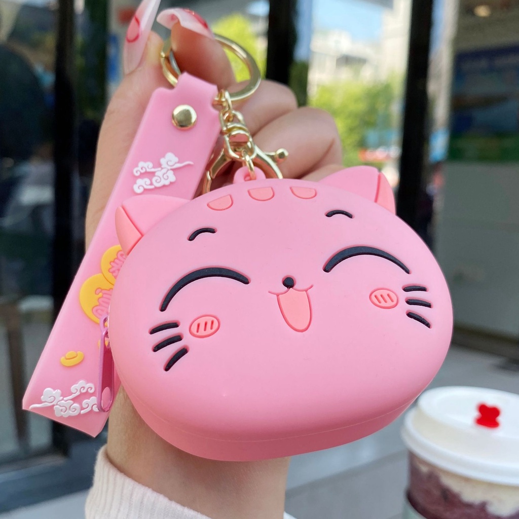 Hoạt Hình Túi Đựng Tiền Xu / Tai Nghe Hình Mèo Dễ Thương