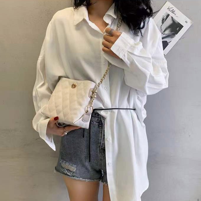 Túi trần trám thời trang bucket túi xách nữ công sở túi đeo chéo nữ dây xích