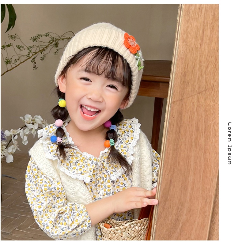 Mũ Len Dày Dặn Màu Sắc Ngọt Ngào Dễ Thương Cho Bé Gái