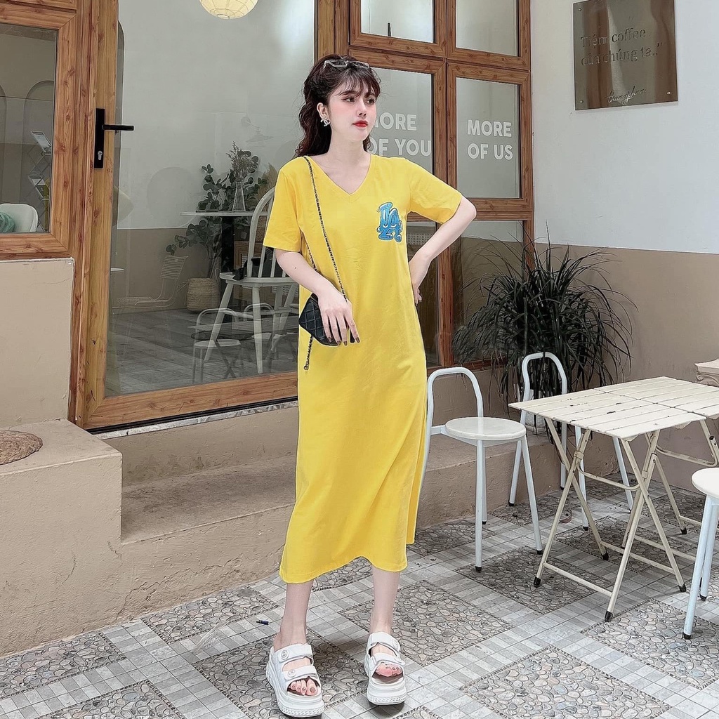 Đầm suông dài , váy suông bầu chất cotton Gemmy House in hình LA