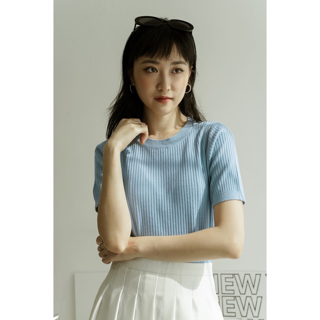 Áo len nữ Méo shop tay ngắn phong cách Hàn Quốc Corm
