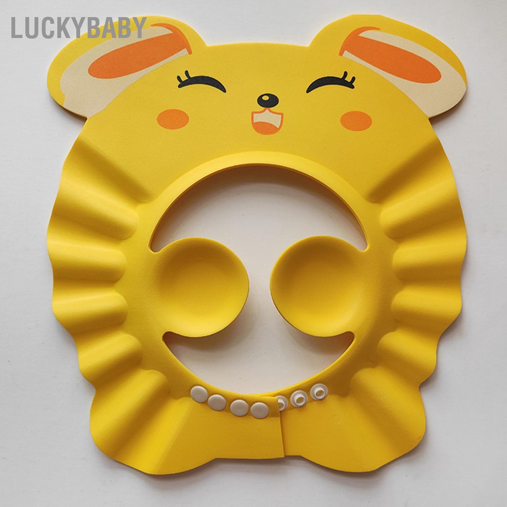LUCKYBABY Mũ tắm cho trẻ sơ sinh có thể điều chỉnh kích thước gội đầu không thấm nước với nắp bảo vệ tai