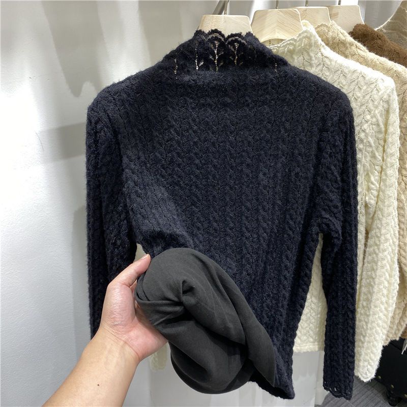 Áo Lót Lông Cừu Dày Phối Ren Thời Trang Cho Nữ