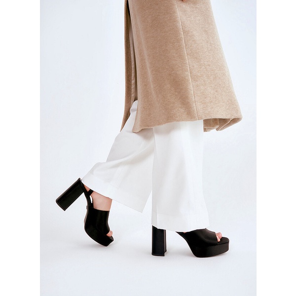 Vascara GIÀY PLATFORM SANDAL SATIN KIỂU DOUBLE ANKLE STRAP - SDN 0729 - MÀU ĐEN