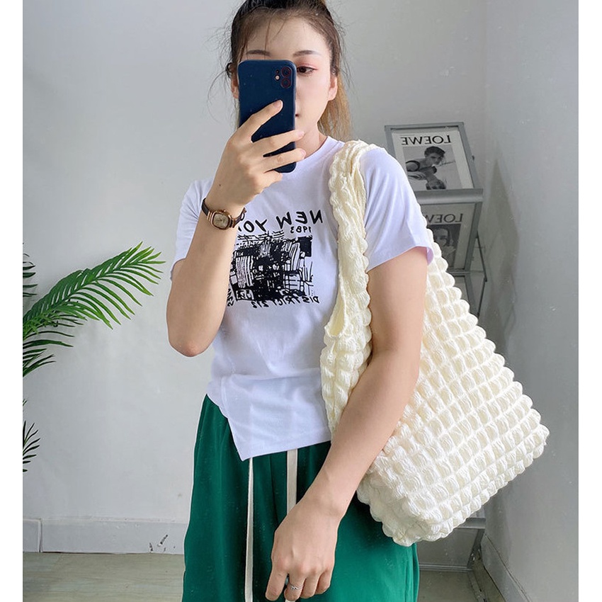 Túi Tote xốp ô vuông Ulzzang Bigsize 3 màu ,Túi đeo vai có lớp lót hàng cao cấp