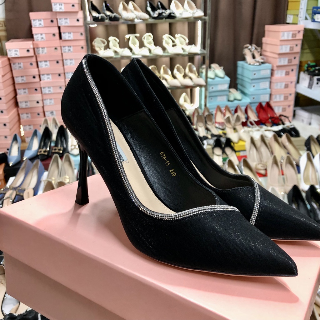 Giày cao gót nữ mũi nhọ cao 9cm có ảnh thật