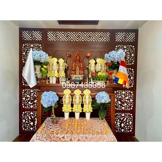 Set đồ thờ men rạn vẽ sen gốm sứ Bát Tràng