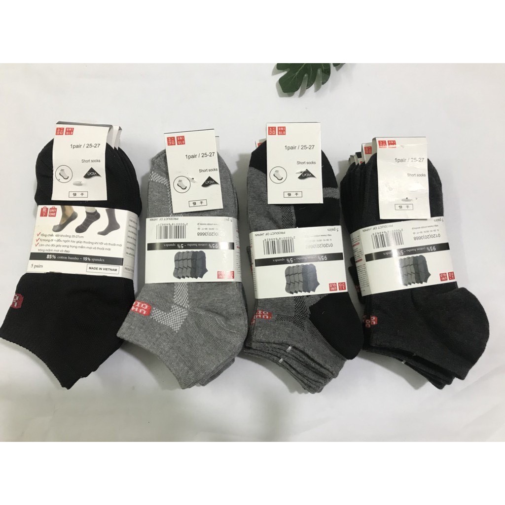 Tất Cổ ngắn Uni ,Combo 5 Đôi Tất Cổ Ngắn Chất liệu cotton kháng khuẩn, chống hôi Chân phù hợp với mùa Hè