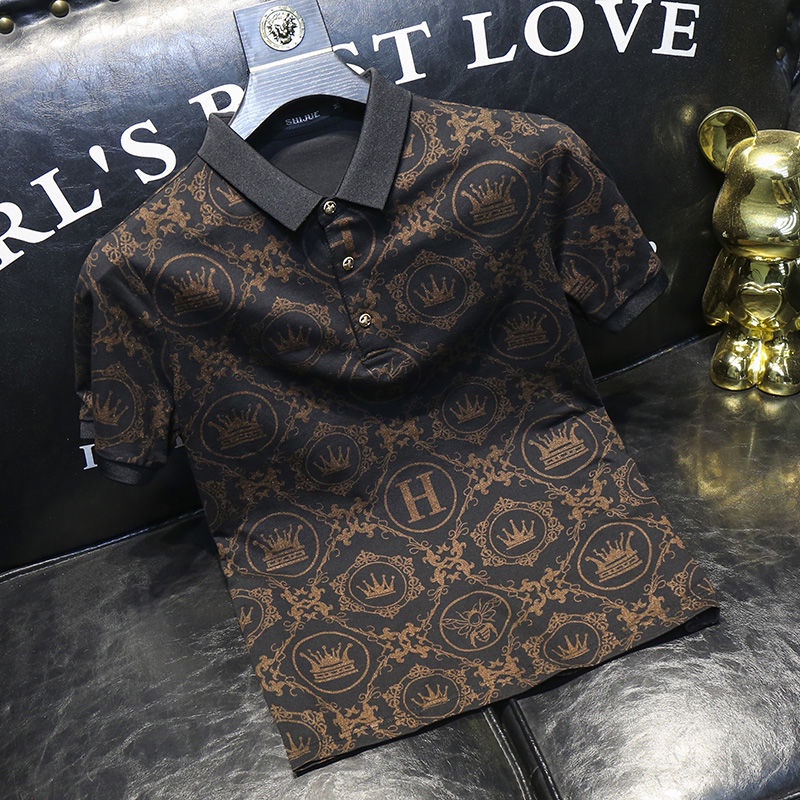 Áo Thun Polo Tay Ngắn Có Cổ Dáng Ôm In Họa Tiết Tinh Tế Thời Trang Mùa Hè Hàng Mới Dành Cho Bạn Nam 2022