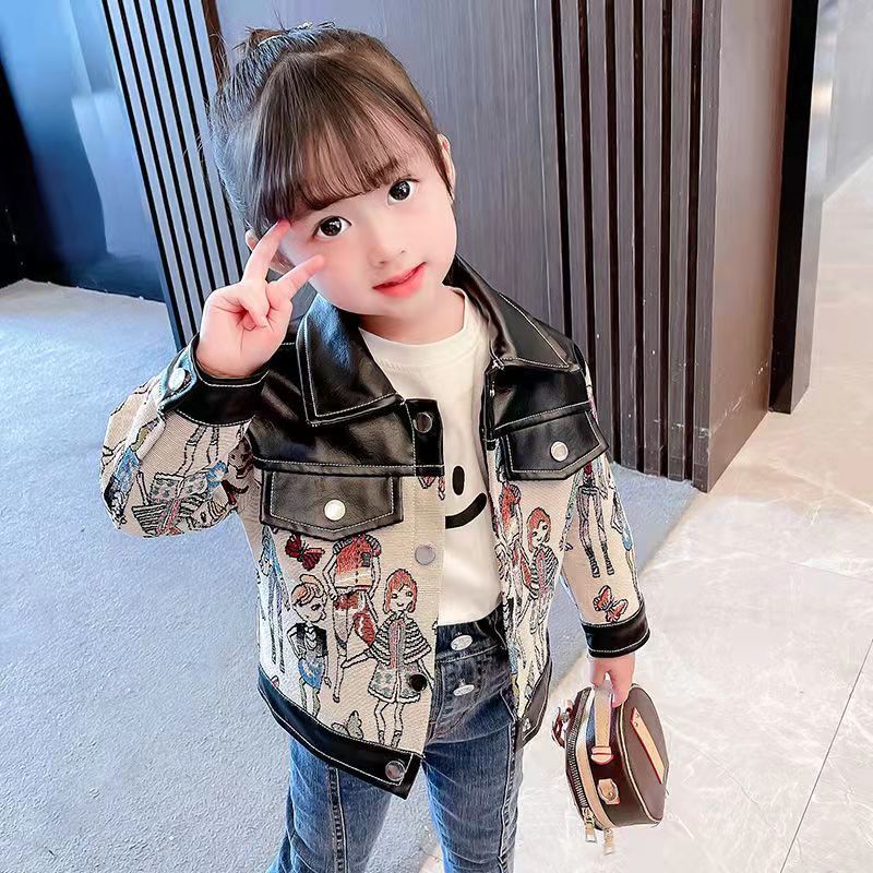 Áo Khoác Da Thời Trang Xuân Thu Cao Cấp Cho Bé Gái