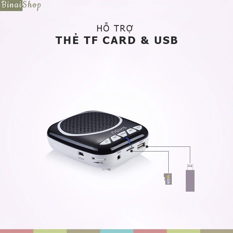 Shidu SD-S308 - Máy Trợ Giảng Có Dây, Hỗ Trợ Bluetooth, Khe Cắm USB Cho Giáo Viên, Hướng Dẫn Viên, Bán Hàng