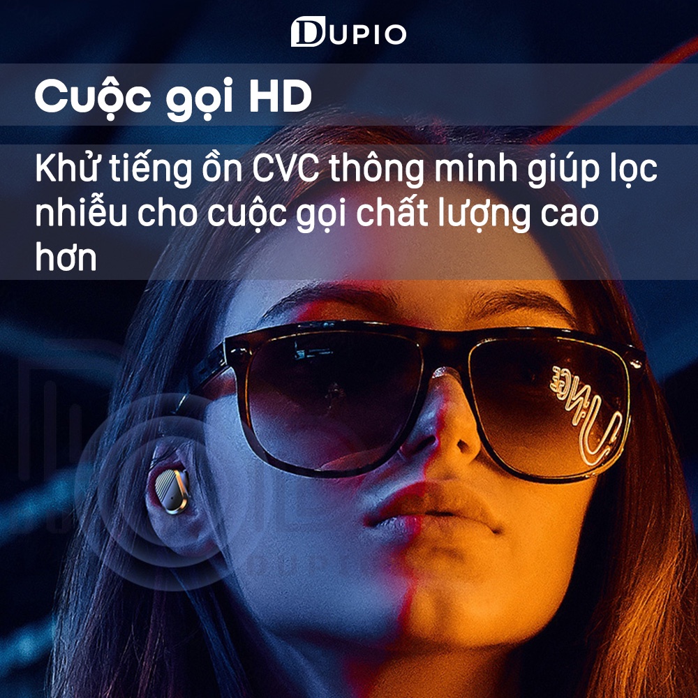 Tai nghe không dây DUPIO TN09 bluetooth V52 chống nước khử nhiễu cuộc gọi có đèn hiển thị pin