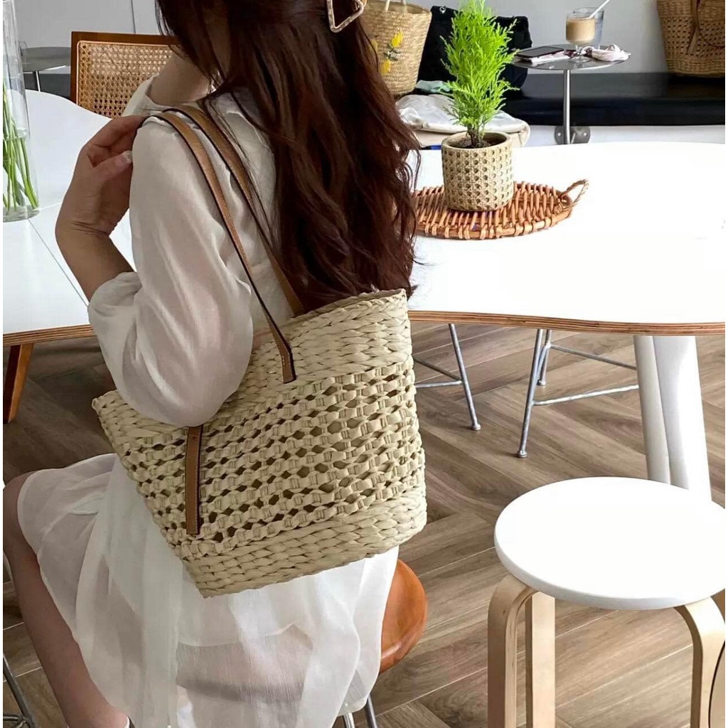 Túi Cói Đan Dây Da Được Yêu Thích Nhất - Phong Cách Vintage, Giao Hàng Nhanh 1h tại Đà Nẵng, Lỗi 1 Đổi 1