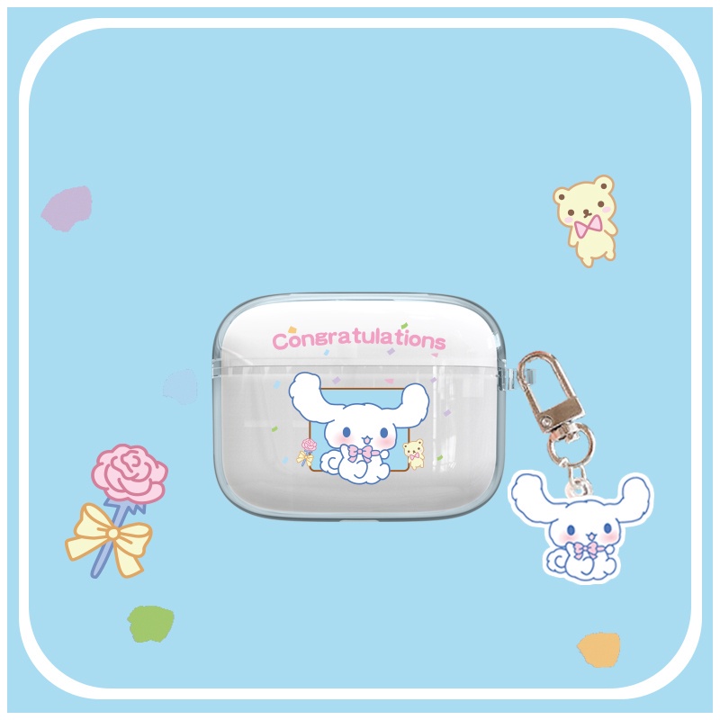 Vỏ Bảo Vệ Hộp Sạc Tai Nghe Airpods E9 TWS Bằng TPU Mềm Trong Suốt + Mặt Dây Chuyền Đơn Giản Chống Sốc Hiệu Baseus Bowie