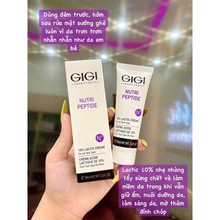Kem dưỡng tẩy da chết, làm sáng da, mờ thâm: gigi nutri peptide 10% lactic cream - 10ml