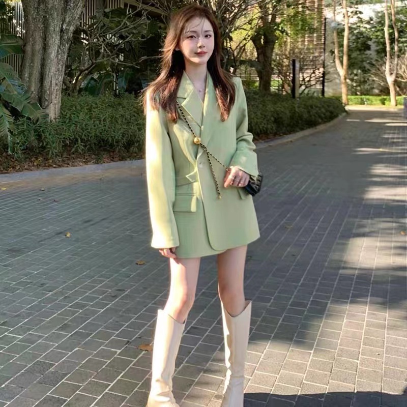 (Hàng Đẹp)Ảnh thật 3 hình cuối-2W688.Áo blazer xanh thiết kế thời trang Hàn Quốc